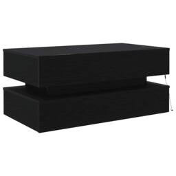 Berkfield Home Coffee Table with LED Lights Black Oak 90x50x40 cm - Size: 90 x 50 x 40 cm - thumbnail 9