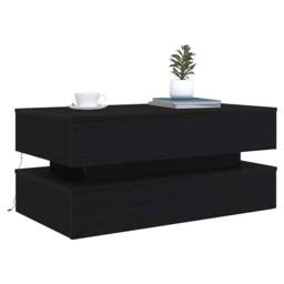 Berkfield Home Coffee Table with LED Lights Black Oak 90x50x40 cm - Size: 90 x 50 x 40 cm - thumbnail 6