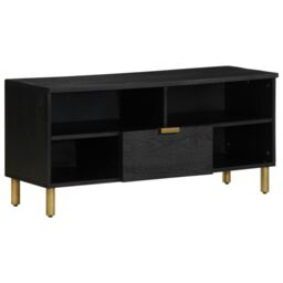 Berkfield Home TV Cabinet Black 100x33x46 cm Engineered Wood - Size: 100 x 33 x 46 cm - thumbnail 1