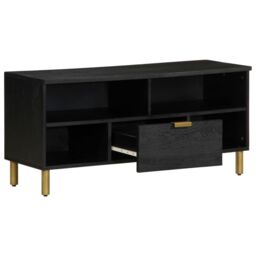 Berkfield Home TV Cabinet Black 100x33x46 cm Engineered Wood - Size: 100 x 33 x 46 cm - thumbnail 2