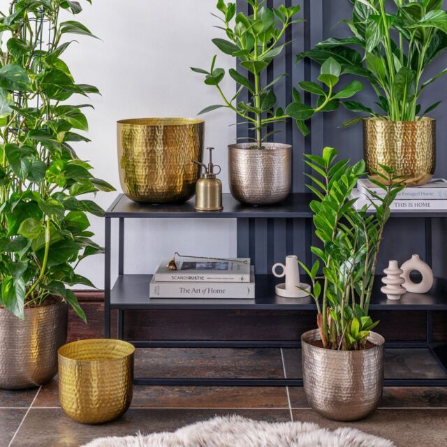 Ivyline Felix Hammered Metal Silver Planter Set of 3 - image 1