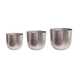 Ivyline Felix Hammered Metal Silver Planter Set of 3 - thumbnail 2