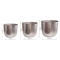 Ivyline Felix Hammered Metal Silver Planter Set of 3 - thumbnail 3