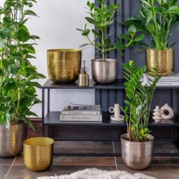 Ivyline Felix Hammered Metal Silver Planter Set of 3 - thumbnail 4