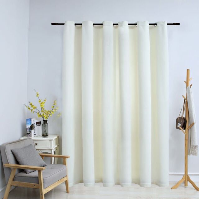 Berkfield Home Blackout Curtain with Metal Rings Velvet Cream 290x245 cm - image 1