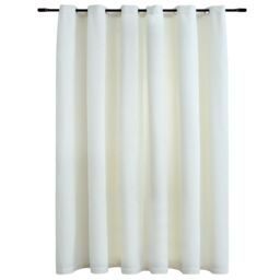 Berkfield Home Blackout Curtain with Metal Rings Velvet Cream 290x245 cm - thumbnail 2