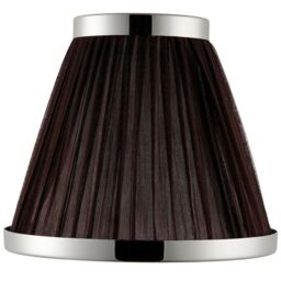 "Loops 6"" Luxury Round Tapered Lamp Shade Brown Pleated Organza Fabric & Bright Nickel in Metallics"