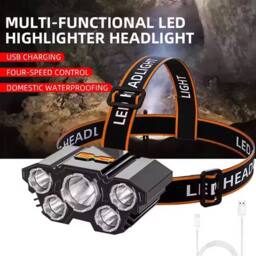 VOGREX 2X Super Bright Waterproof LED Headlamp, USB Rechargeable in Black - thumbnail 6