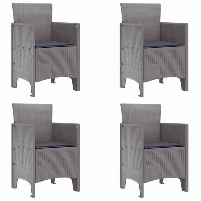 Berkfield Home Garden Chairs with Cushions 4 pcs Light Grey Poly Rattan - image 1