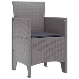 Berkfield Home Garden Chairs with Cushions 4 pcs Light Grey Poly Rattan - thumbnail 4