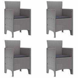 Berkfield Home Garden Chairs with Cushions 4 pcs Light Grey Poly Rattan - thumbnail 1