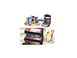 Charles William Triangle Travel Cosmetic Make up Toiletry Case Wash Bag in Black - thumbnail 2