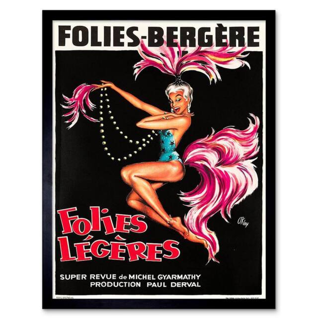 "Artery8 Theatre Cabaret Folies Bergere Follies Light Showgirl Framed Art Print in Pink - Size: W12"" x H16""" - image 1