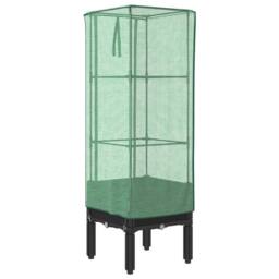 Berkfield Home Raised Bed with Greenhouse Cover Rattan Look 40x40x140 cm in Black - Size: 40 x 40 x 140 cm - thumbnail 6