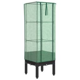 Berkfield Home Raised Bed with Greenhouse Cover Rattan Look 40x40x140 cm in Black - Size: 40 x 40 x 140 cm - thumbnail 2