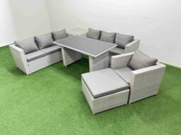 Fimous Patio Garden Furniture Sets with Side Table Big Stool Light Grey - thumbnail 2