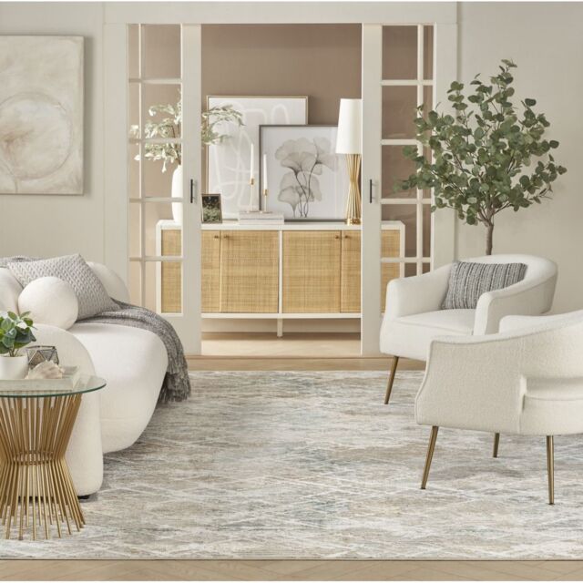 The Rug Shop UK Modern Abstract Grey Polyester Easy To Clean Latex Back Area Rug - Size: 240 cm x 300 cm - image 1