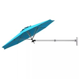 Costway Wall-Mounted Umbrella Water-proof Cantilever Parasols Tilting Sunshade Umbrella w/ Adjustable Pole in Navy - thumbnail 1