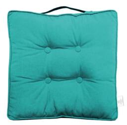Homes-Linen Booster Seat Cushion Pad 45x45cm Thick Cotton Filled Chair Cushion in Teal - Size: 45 cm x 45 cm