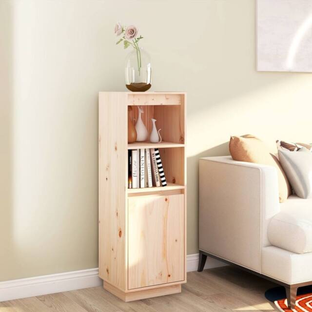 Berkfield Home Highboard 37x34x110 cm Solid Wood Pine in Brown - Size: 37 x 34 x 110 cm - image 1