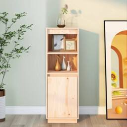 Berkfield Home Highboard 37x34x110 cm Solid Wood Pine in Brown - Size: 37 x 34 x 110 cm - thumbnail 3
