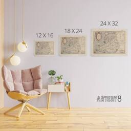"Artery8 Hondius 1633 Wales Latin Early Map Canvas Wall Art Print in Beige - Size: W18"" x H24""" - thumbnail 4