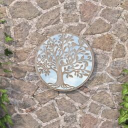 Berkfield Home Garden Mirror Sand 60x2.5 cm Iron Round for Outdoor Use in Beige