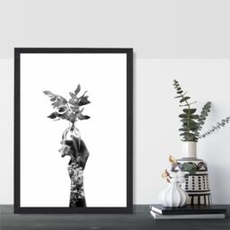 ARTZE Abstract Hand & Forest Fashion Black & White Photo Framed Print SIZE: A3 with Black Frame - Size: A4 - thumbnail 2