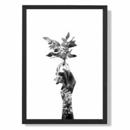 ARTZE Abstract Hand & Forest Fashion Black & White Photo Framed Print SIZE: A3 with Black Frame - Size: A4 - thumbnail 1