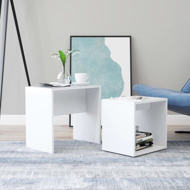 Berkfield Home Coffee Table Set White 48x30x45 cm Engineered Wood - Size: 48 x 30 x 45 cm - image 1
