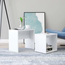 Berkfield Home Coffee Table Set White 48x30x45 cm Engineered Wood - Size: 48 x 30 x 45 cm - thumbnail 1