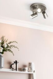 BHS Lighting Barley Spotlight Plate Ceiling Light in Metallic Silver - thumbnail 4