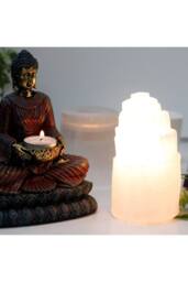 KDMD Natural Selenite Tower Lamp - Cleansing & Healing Energy (15cm) in White - thumbnail 2