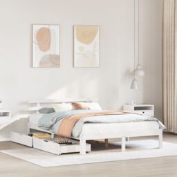 Berkfield Home Bed Frame with Drawers without Mattress White 120x200 cm - Size: Small Double - thumbnail 3