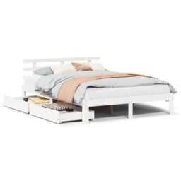 Berkfield Home Bed Frame with Drawers without Mattress White 120x200 cm - Size: Small Double - thumbnail 1