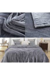 KDMD Light Grey Fleece Throw Blanket 59x78.7 Inch Sofa Bed Warm - thumbnail 6