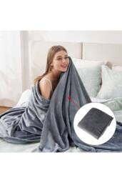 KDMD Light Grey Fleece Throw Blanket 59x78.7 Inch Sofa Bed Warm - thumbnail 4