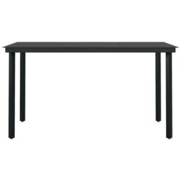 Berkfield Home Garden Dining Table Black 140x70x74 cm Steel & Glass - Size: 140 x 70 x 74 cm - thumbnail 3