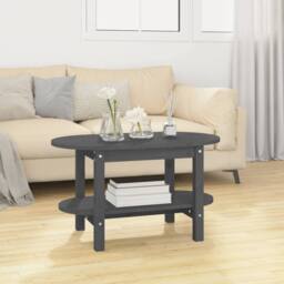 Berkfield Home Coffee Table Grey 80x45x45 cm Solid Wood Pine - Size: 80 x 45 x 45 cm - thumbnail 2