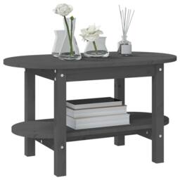Berkfield Home Coffee Table Grey 80x45x45 cm Solid Wood Pine - Size: 80 x 45 x 45 cm - thumbnail 4