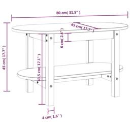 Berkfield Home Coffee Table Grey 80x45x45 cm Solid Wood Pine - Size: 80 x 45 x 45 cm - thumbnail 8