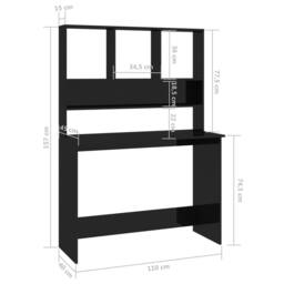 Berkfield Home Desk with Shelf High Gloss Black 110x45x157 cm Engineered Wood - Size: 110 x 45 x 157 cm - thumbnail 6