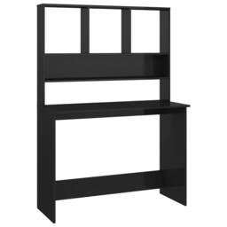Berkfield Home Desk with Shelf High Gloss Black 110x45x157 cm Engineered Wood - Size: 110 x 45 x 157 cm - thumbnail 2