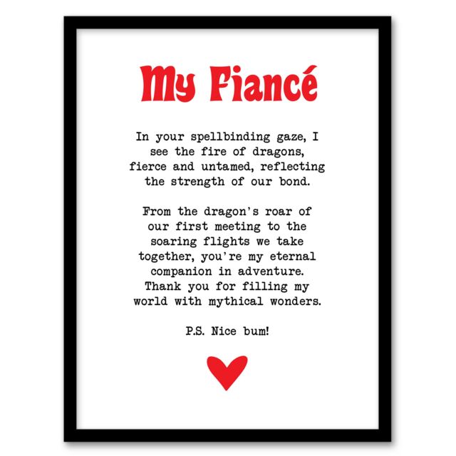 "Artery8 Love Poem Role Play Game Nerd Fiancé Romantic Framed Art Print in White - Size: W12"" x H16""" - image 1