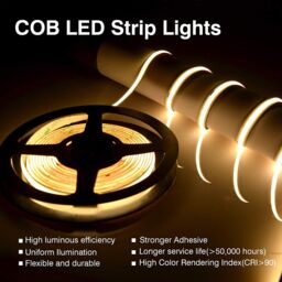 ENER-J 12V COB LED Strip Lights with 300 LEDs/M, 10W/M, 1100lm/M, CRI 90-92, 3000K in White - Size: 25 cm diameter x 19 cm high - thumbnail 5