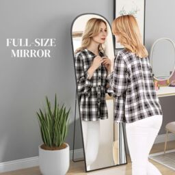 HOMCOM Full Length Mirror Hanging or Leaning Freestanding Floor Mirror in Black - thumbnail 4