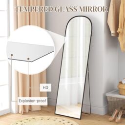 HOMCOM Full Length Mirror Hanging or Leaning Freestanding Floor Mirror in Black - thumbnail 5