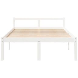 Berkfield Home Bed Frame White 135x190 cm Double Solid Wood Pine - thumbnail 4