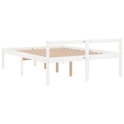 Berkfield Home Bed Frame White 135x190 cm Double Solid Wood Pine - thumbnail 5