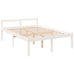 Berkfield Home Bed Frame White 135x190 cm Double Solid Wood Pine - thumbnail 3